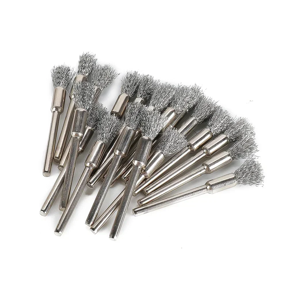 60pcs/Set Stainless Steel Wire Brushes Wheel Electric Polishing Woodworking Tool 3mm Shank Mini Brushed Burr Welding Metal