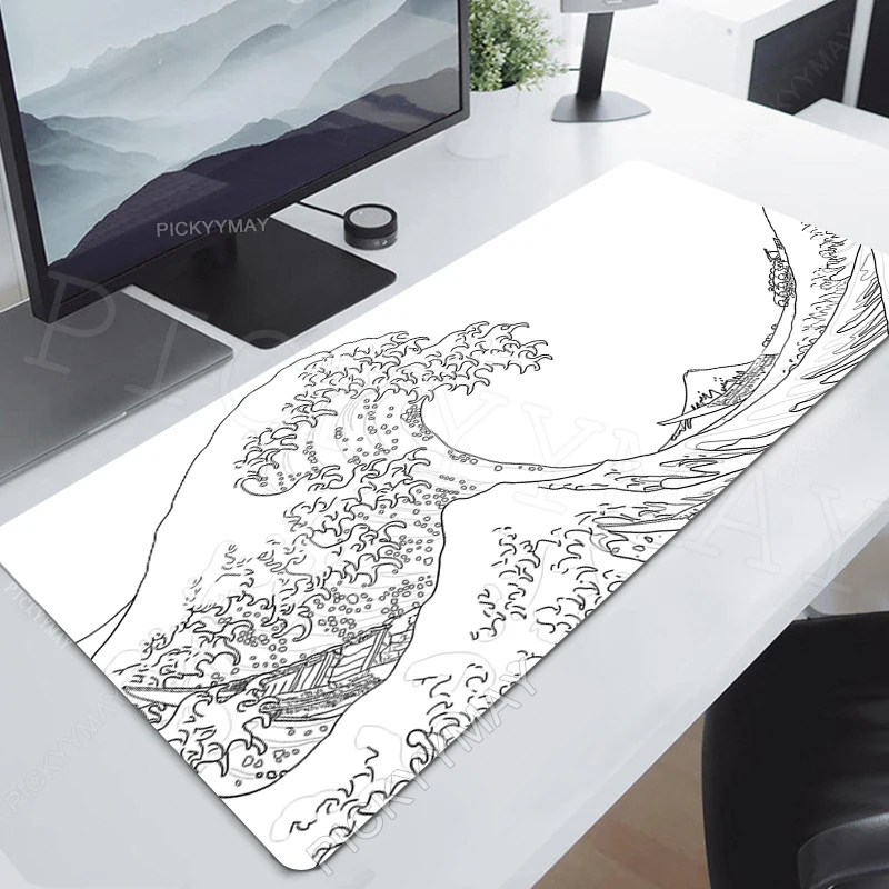 

Great Wave Mouse Pad White Mousepads Big Gaming Mousepad Minimalist Mouse Mat Large Keyboard Mat Desk Pad For Computer Laptop