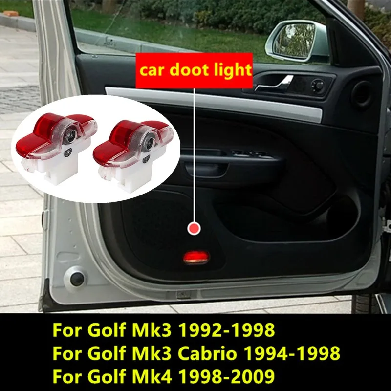 

2Pcs LED Car Door Welcome Courtesy Lights For VW Golf Mk3 Cabrio 1992-1998 Mk4 3D Projector Ghost Shadow Lamp Accessories