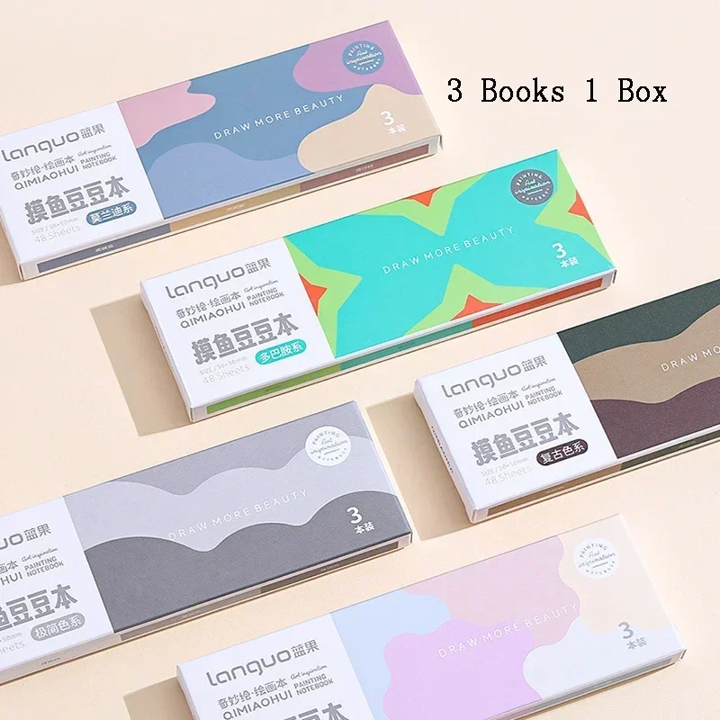 3 قطعة كتاب رسم صغير مربع الألوان المائية كراسة الرسم ورقة سميكة 3 كتاب اللوحة ورقة العمل الاسترخاء لوازم الفن