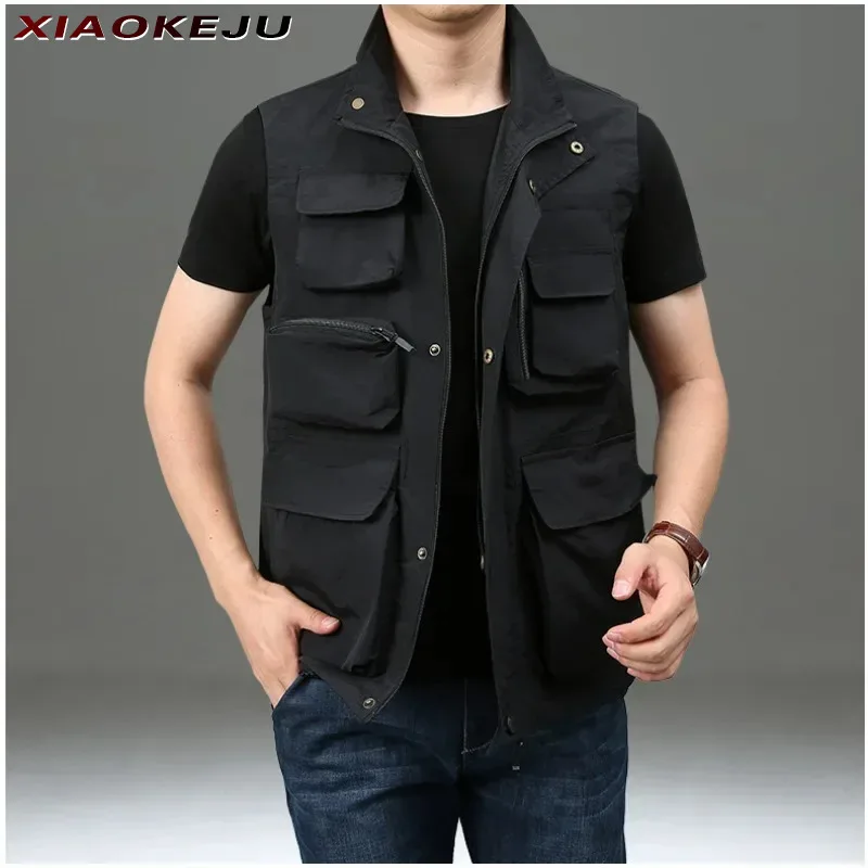 Waterproof Fishing Sleeveless Male Custom Vest Jackets Work  Vests Hunting Made Professional Jacket Multi-pocket Motorcyclist