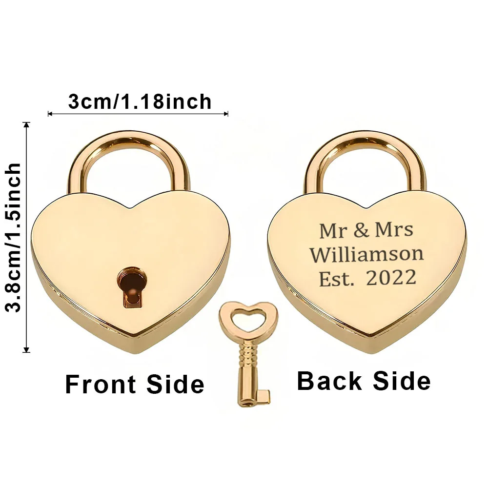 1PC Romantisch paar liefde Aangepaste naam en datum Mini hartvormig slot Liefde hangslot Wish Lock Bruiloft ingetoetst hangsloten voor Annive - afbeelding 1