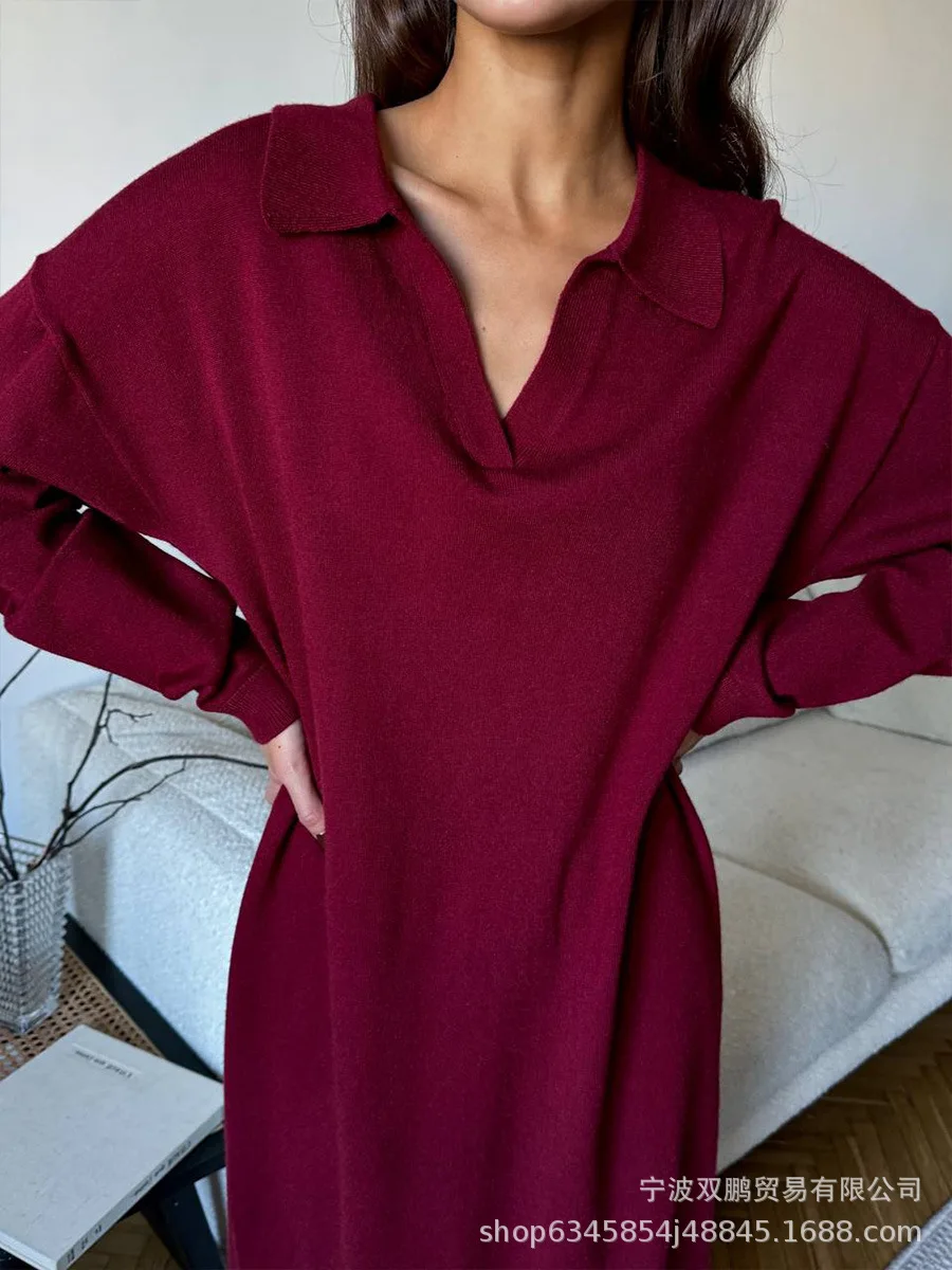 ชุดเดรสผู้หญิง ชุดเดรสออกงาน ปี 2025 ฤดูใบไม้ร่วง ผ้าโมดอล แต่งสม็อค แต่งริบ ติดกระดุม แขนยาว สไตล์มินิมอล กรันจ์ ทันสมัย ใส่สบาย