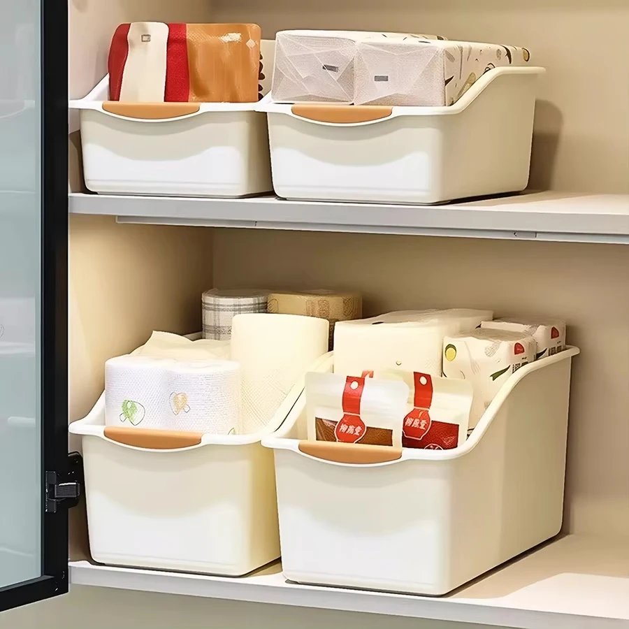 PP-Material Vertikaler Schrägaufgesetzter Küchen-Aufbewahrungskorb Schrank-Organizer Aufbewahrungsbox für Töpfe und Gewürze