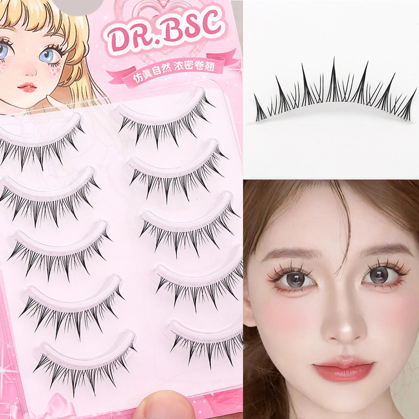 5 Par Czarne Naturalne Rzęsy Pełne Paski DIY Cosplay Delikatne Rzęsy w Paskach Dla Dziewczyn Kobiet DIY Koreański Słodki Makijaż
