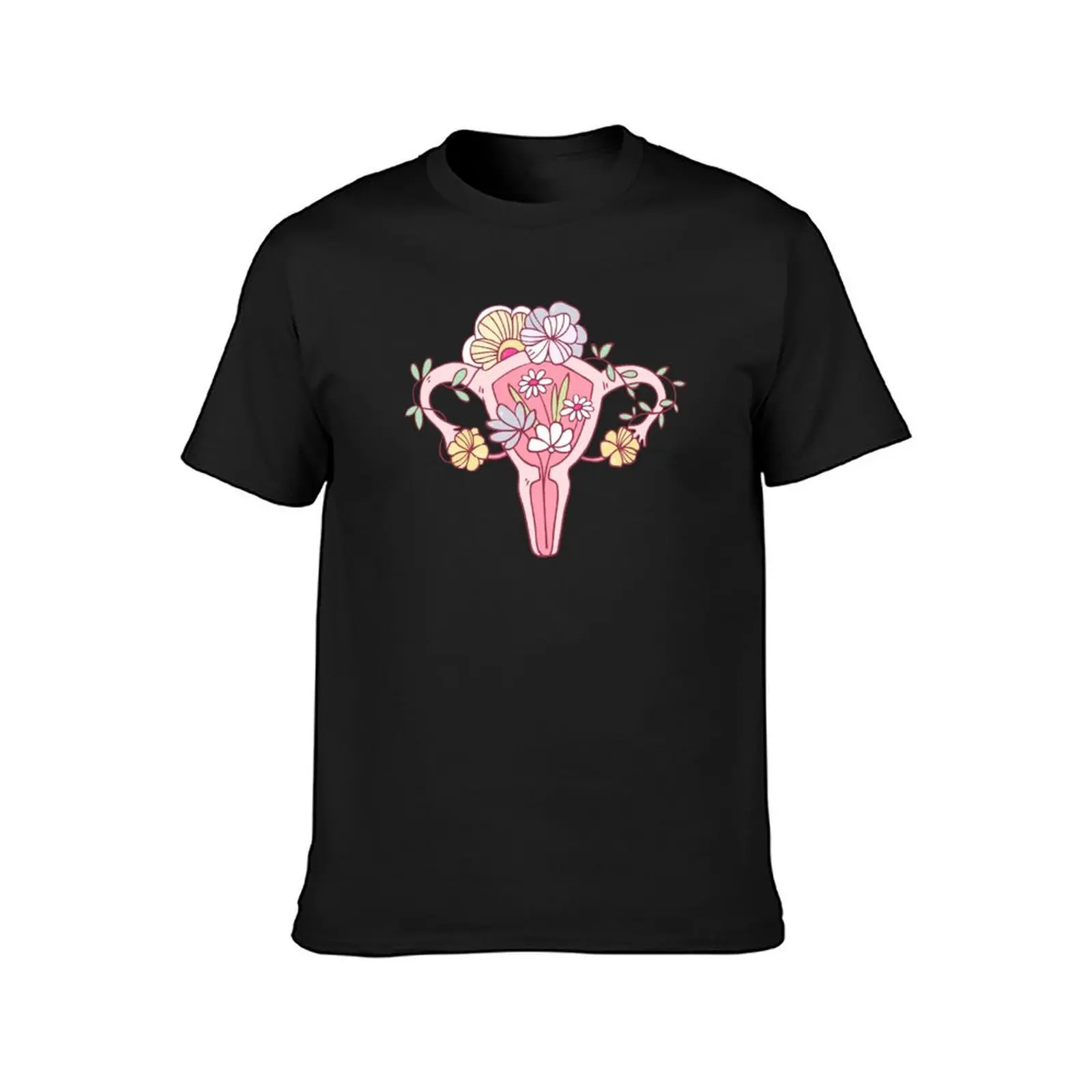 Floral Woman Uterus T-Shirt graphics summer top heavyweights tops mens t shirt