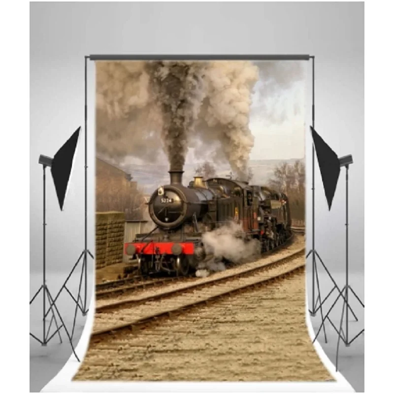 

Photography Backdrop Vintage Train Railway Landscape Rural Cottage Scene Girls Child Adults Photo Background Studio Props