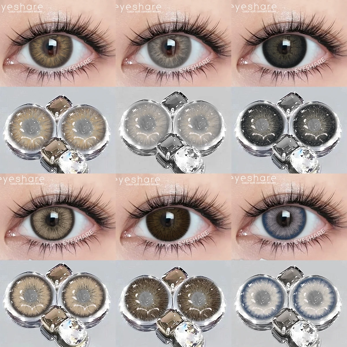 EYESHARE 1 Paar Farbige Kontaktlinsen für Augen Farbige Augenlinsen Braune Augenlinsen Graue Pupillenlinsen Jährliche Schwarze Kontaktlinsen