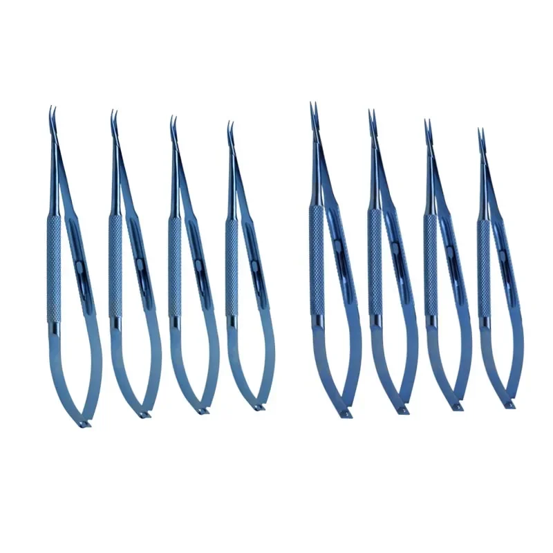 Suporte de agulha de liga de titânio, alicate de retenção de agulha com trava, instrumento oftálmico curvo reto 12.5cm/14cm/16cm/18cm