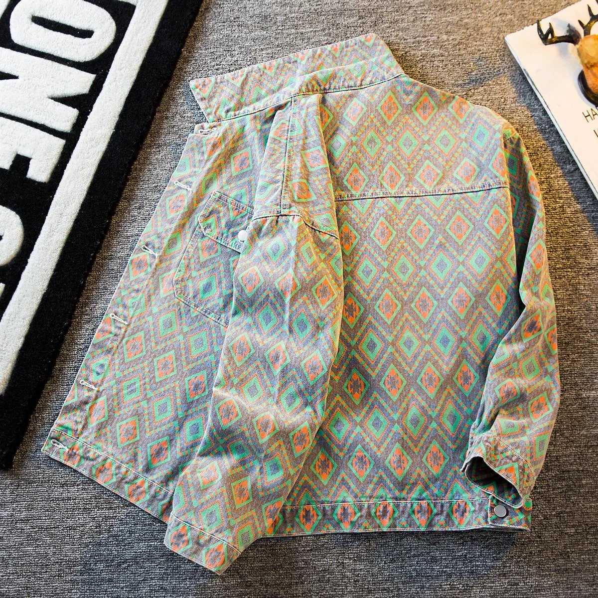 

Baroque Sle Men's Casual Jaet Spring Autumn Faion Brand Haome High-End Feel National Print Leisure Coat for Men