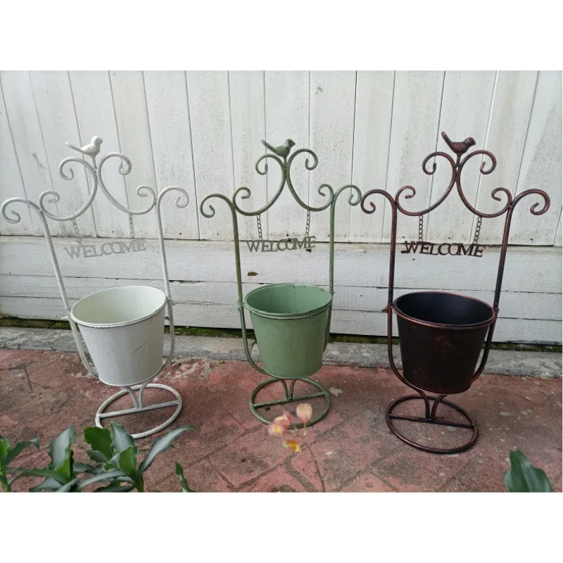 

Factory direct sales, original foreign trade order, American rural iron welcome brand pot, flower bucket decoration, outer pot