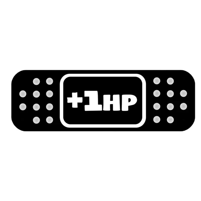 Cartoon +1HP BAND AID JDM Decal Car Sticker Accessories Black/Silver Vinyl 12*4CM