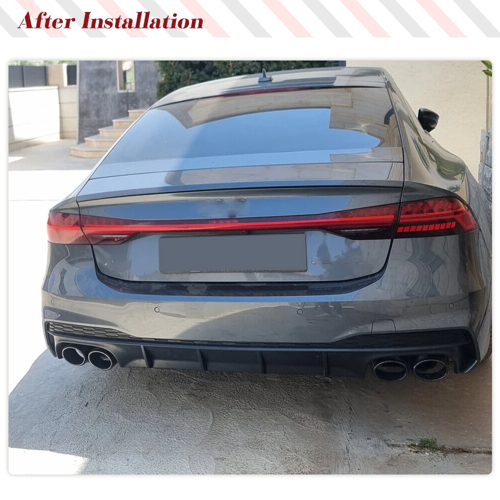 Car Rear Body Kits Rear Bumper Diffuser Lip For Audi A7 Sline Quattro Sportback 4 Door 2019 2020 Non S7 with Exhaust Tips PP