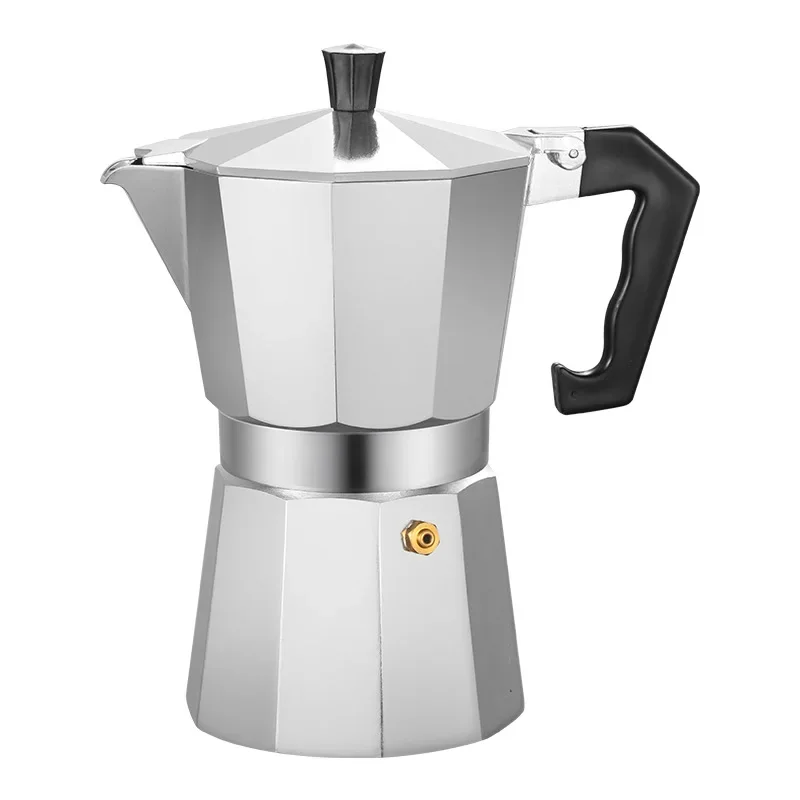 Italian Coffee Machine with Handle Octagonal Aluminium Alloy Coffee Cups Home Applicable Stove Espresso Flat Bottom Moka Pot