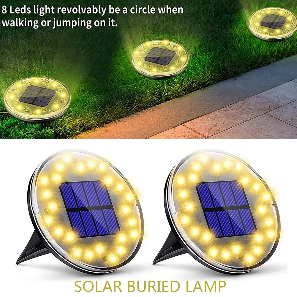 IP68 Waterproof 24 LED Outdoor Solar Power Ground Light Lighting Control Path Lights Yard Driveway Lawn Garden Decoration Lamp