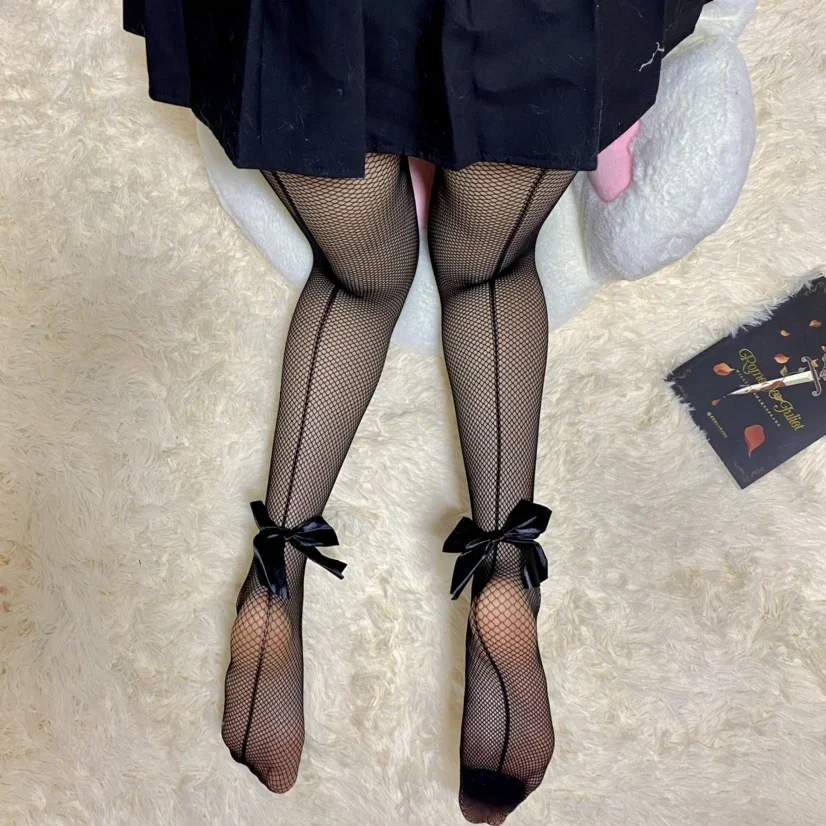 Lolita Zoete Meisjes Dij Hoge Kousen Panty Vrouwen Sexy Kant Mesh Visnet Panty JK Japanse Stijl Kawaii Strik Panty