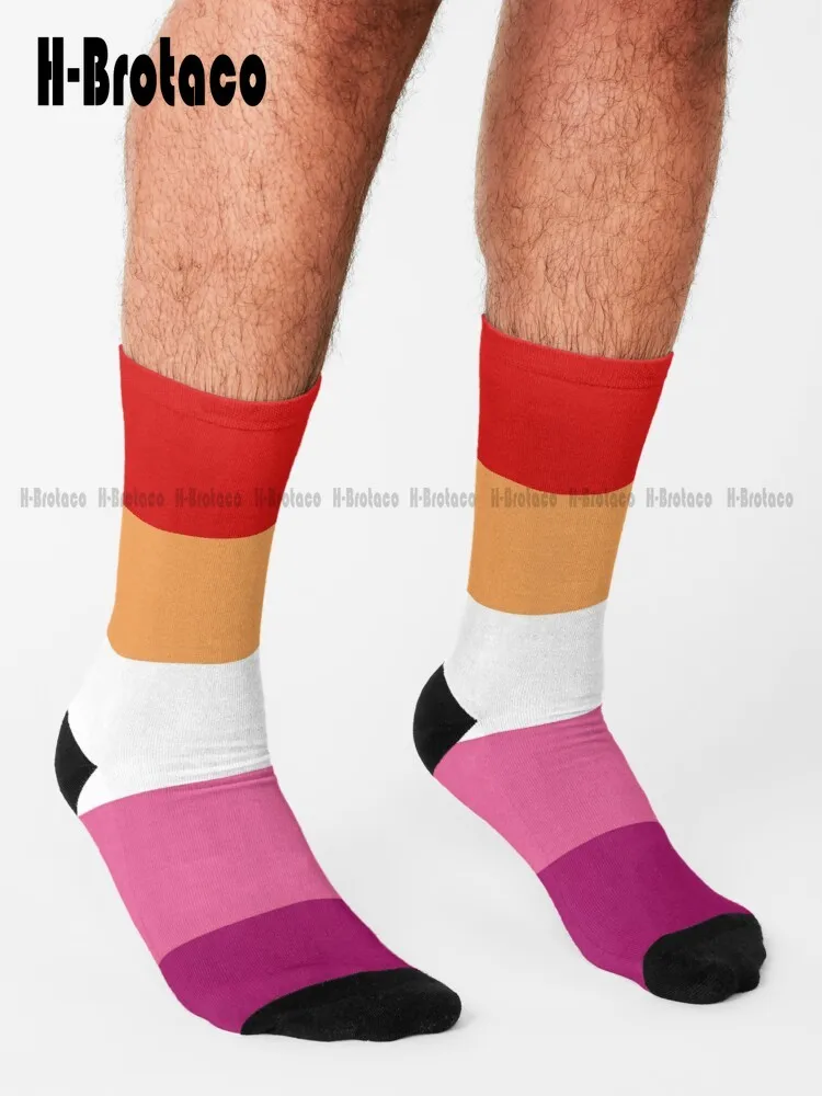 Lgbt - A Lesbian Pride Flag Socks Slipper Socks For Men Ladies Sports Street Skateboard Socks Teen Youth Socks Casual Colorful