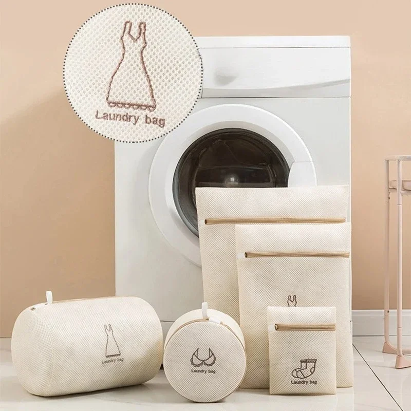 Thick Embroidery Print Laundry Bag Set 7Pcs Fine Mesh Washing Pouch for Delicates Household Clothes Organizer