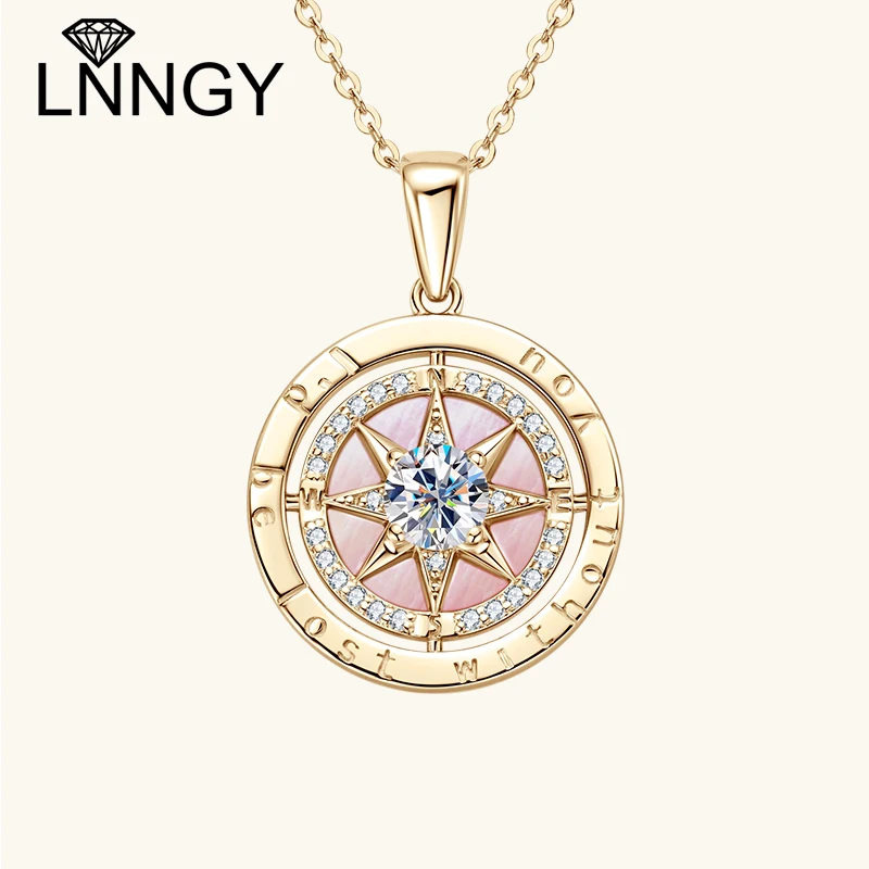 

Lnngy 925 Sterling Silver Chain Necklace Exquisite Compass Pendant Necklaces for Women Bling Cubic Zirconia Neck Jewelry Gift