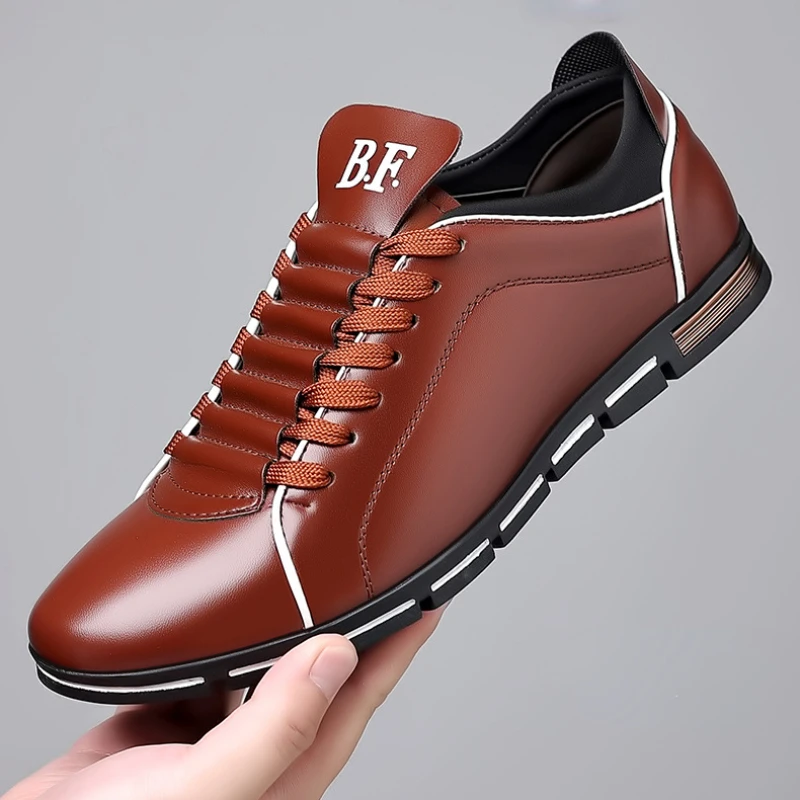 Zapatos de cuero informales de lujo para hombre, calzado de trabajo plano de estilo británico, a la moda, para primavera y otoño