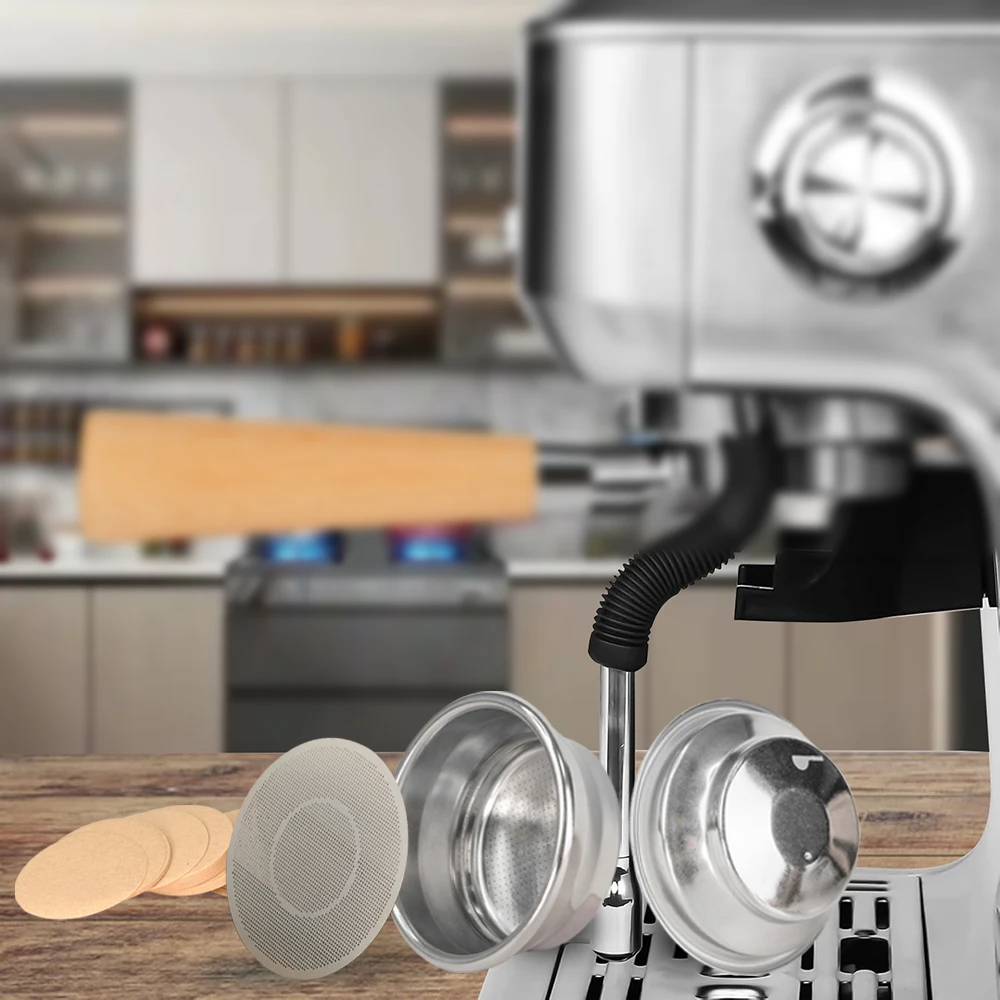 54mm Pressurized Espresso Filter Bowl With Puck Screens And Filter Papers 1-Cup 2-Cup Coffee Filter Baskets