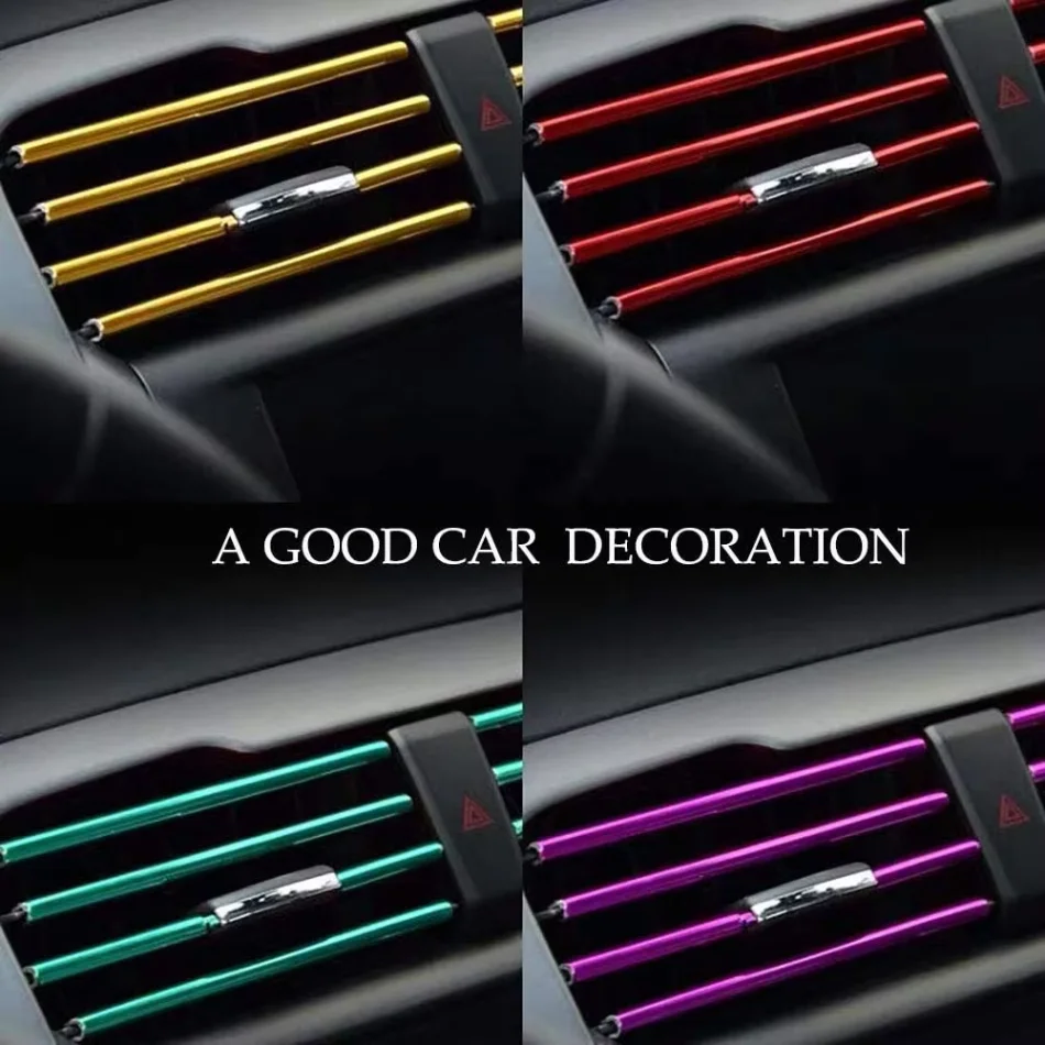 10 Pcs Car Air Vent Grille Decoration Trim Sticker U Style Air Conditioner Outlet Decoration Strip Car Decoration