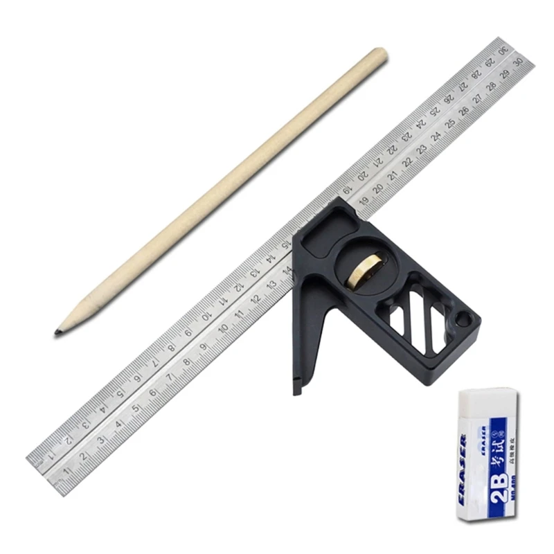 

12''Adjustable Protractor AngleRuler Combination Square Ruler Stainless Steel 300mm Carpenter Measure Tool