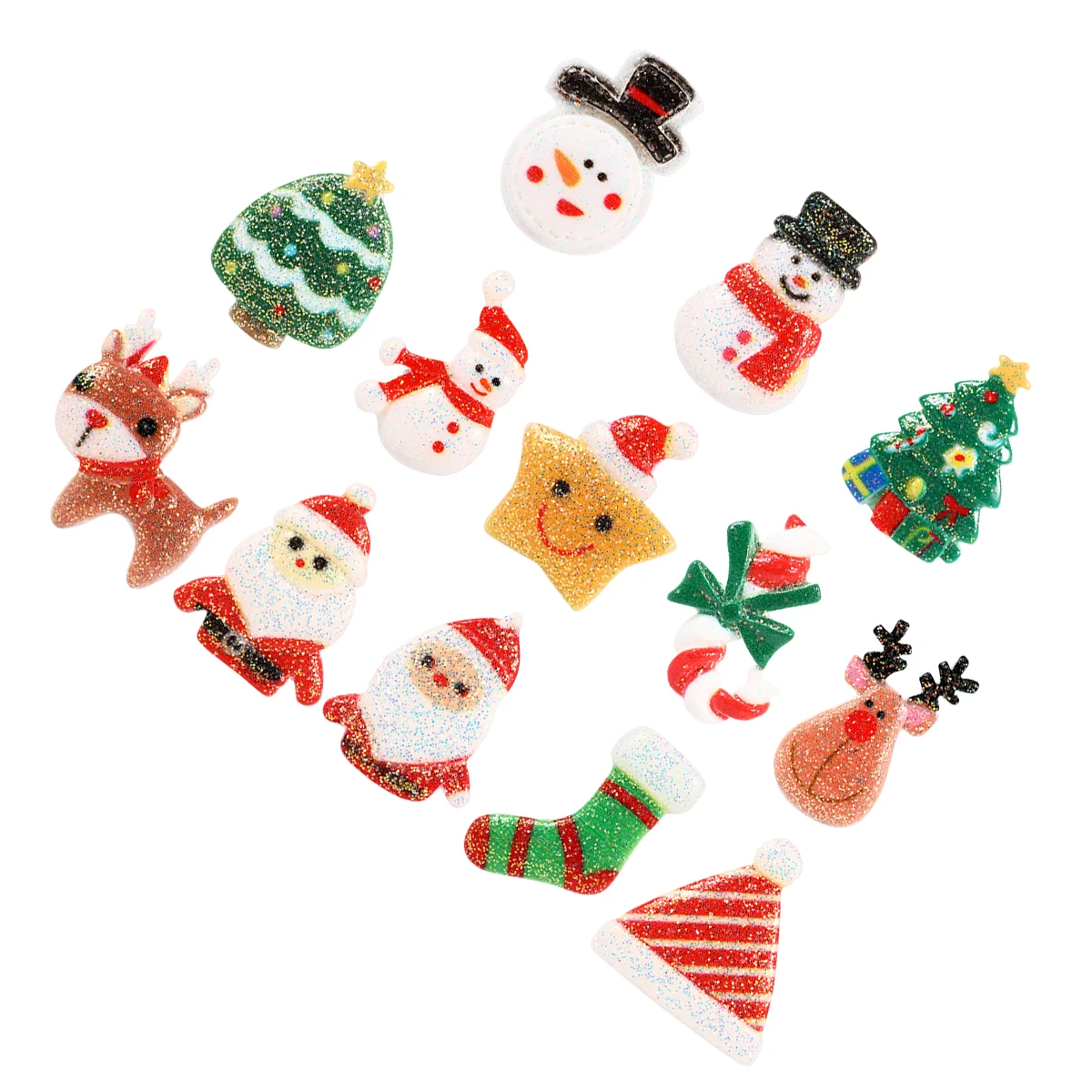 

50Pcs Resin Accessories Christmas Theme Handmade DIY Materials Bright Colorful Smooth Texture Festive Decoration