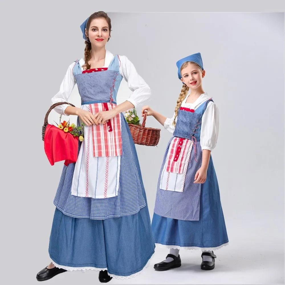 

Germany Octoberfest Traditional Bavarian Beer Girl Dirndl Costume Halloween Party Lolita French Maid Parent-Child Cosplay Dress