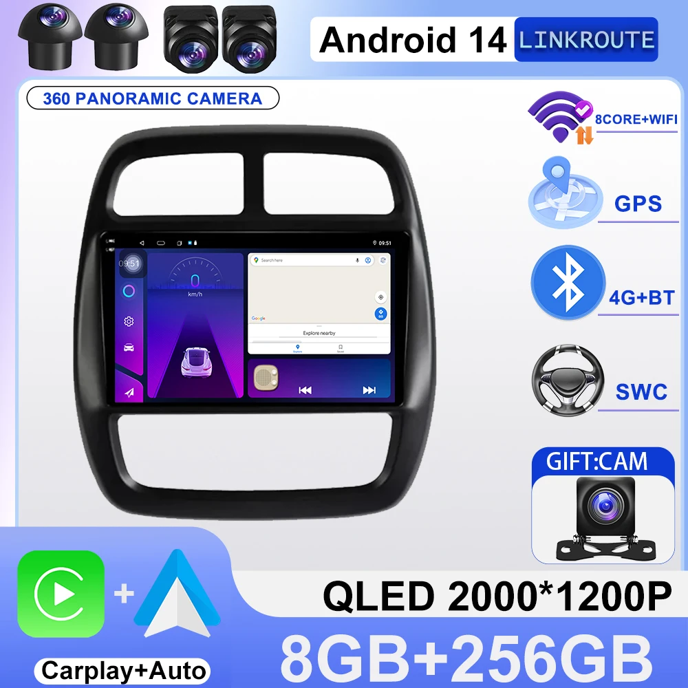 

Wireless Carplay For Renault Kwid 2015 - 2019 Android 14 Car Radio Stereo Multimedia Player GPS Navigation No 2din Auto Parts