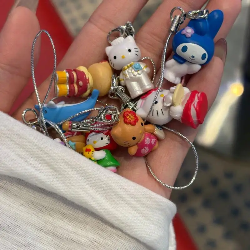 귀여운 핑크 엔젤 보우 케이크 헬로 키티 키체인 만화 일본 돌고래 복서 헬로 키티 펜던트 액세서리 생일 선물