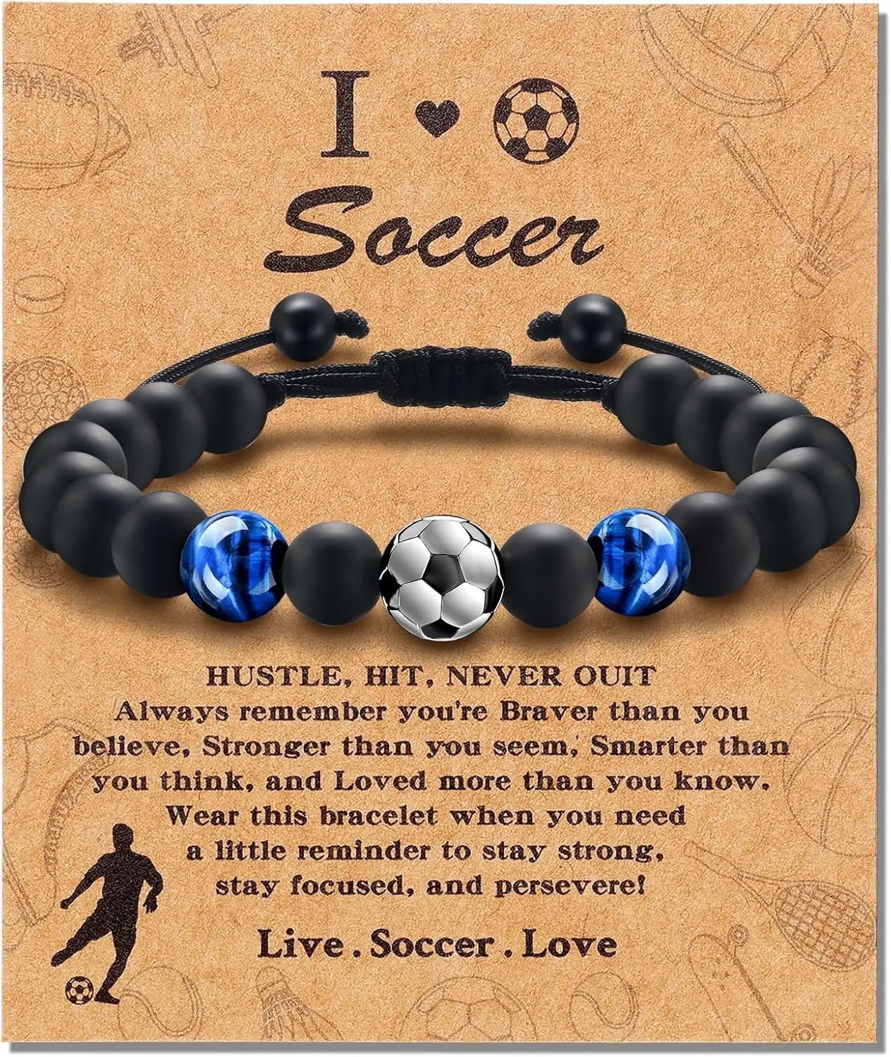 

Bracelet for Boy, Soccer Football Basketball Baseball Gifts Bracelet Brings Health Safety and