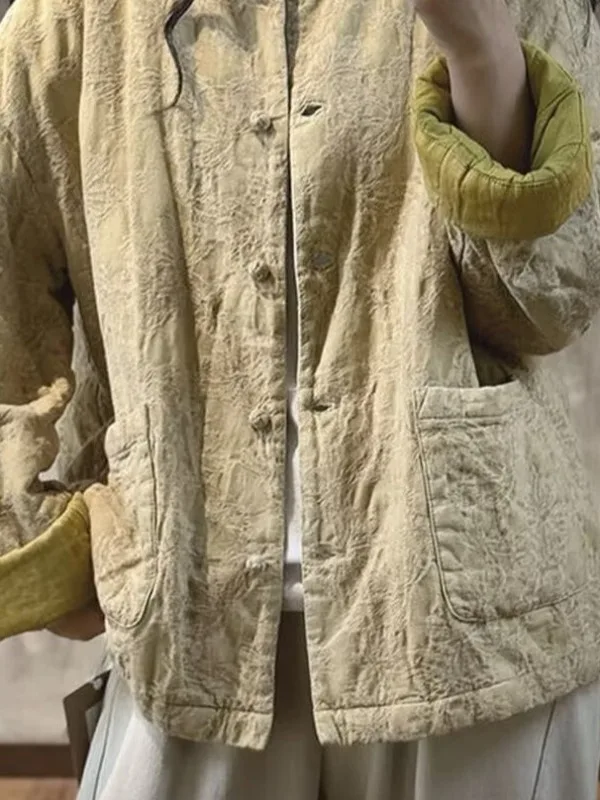 

Новый китайский джинт из тяжелого льна и хлопка с вышивкой, женский зимний ветровой длинный воротник в стиле ретро с дзен на пуговицах, Thiened Long S...