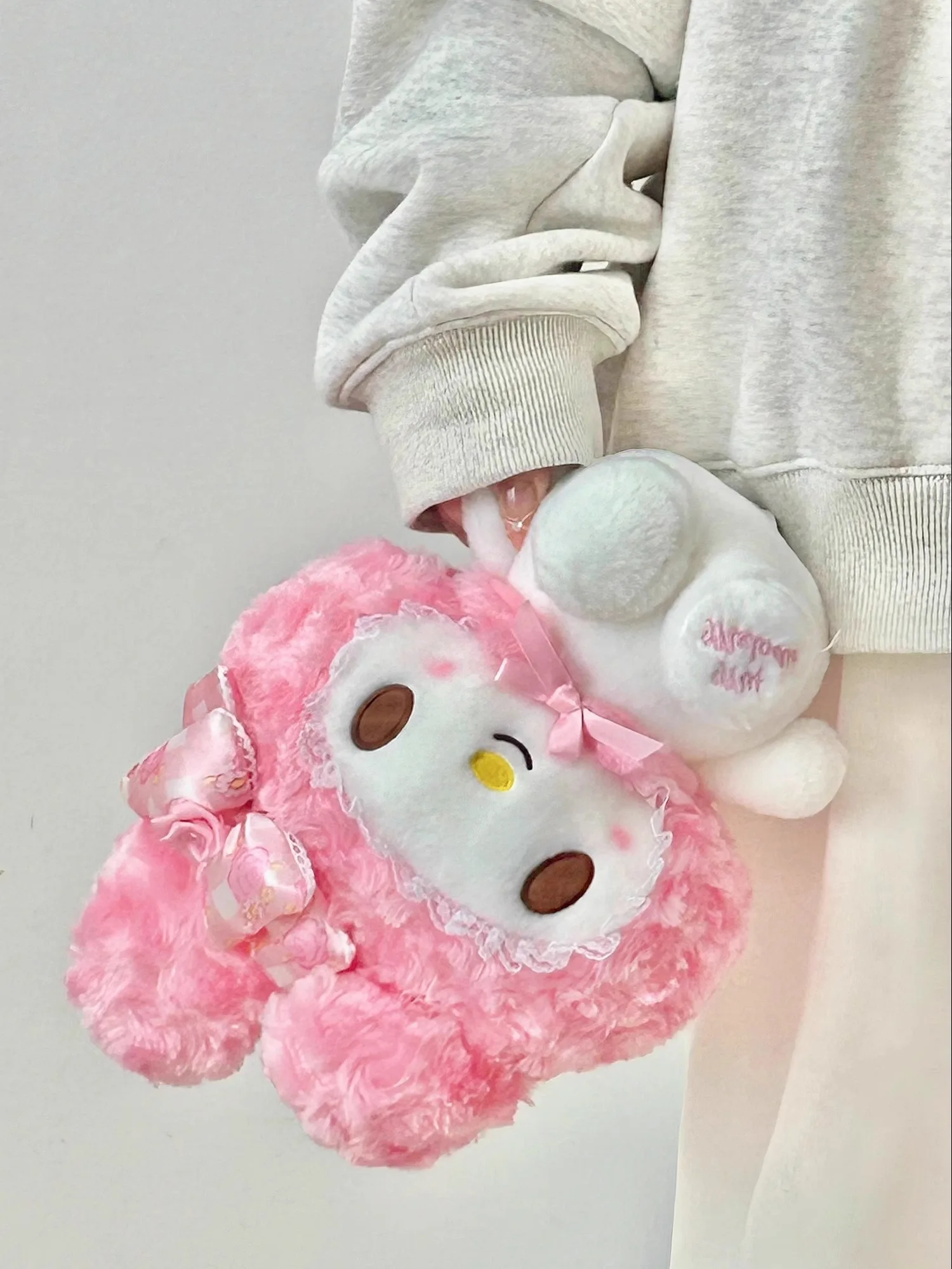 30CM Echte Sanrio Rose Serie Hallo Kitty Melody Stofftier Plüsch Spielzeug Peluche Anime Puppe Geburtstag Weihnachten Geschenk Für mädchen – Detail 4