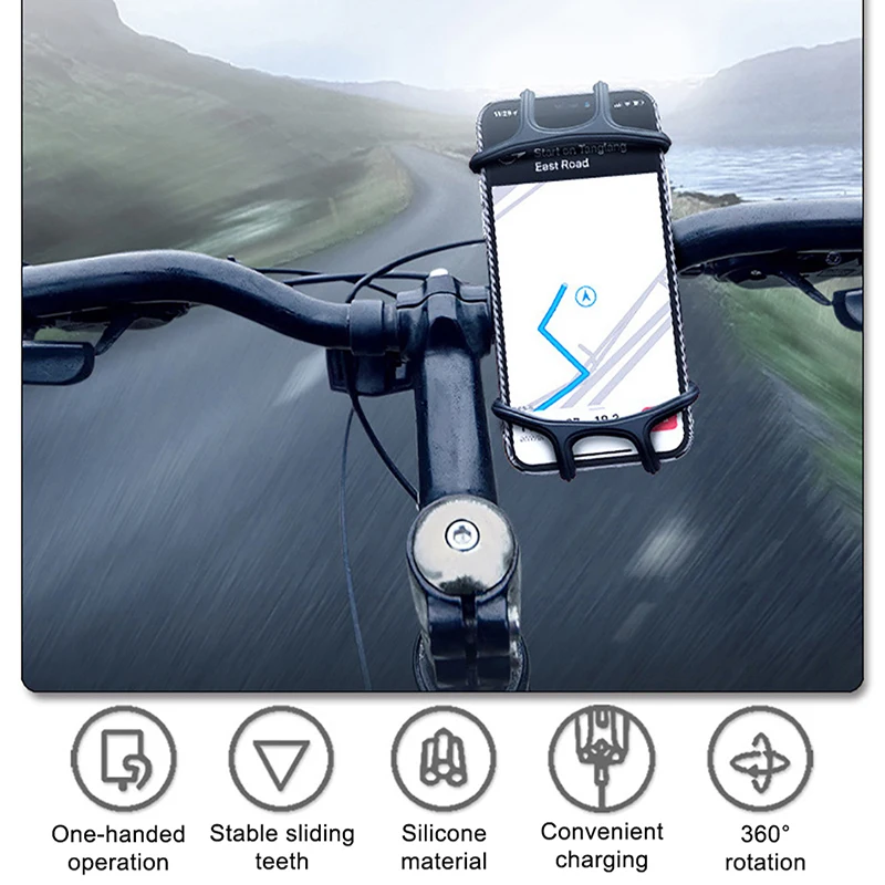 Soporte de teléfono de silicona para bicicleta, soporte anticaída para motocicleta, GPS móvil para IPhone 12, 13, LG, Huawei, Xiaomi 10, Redmi