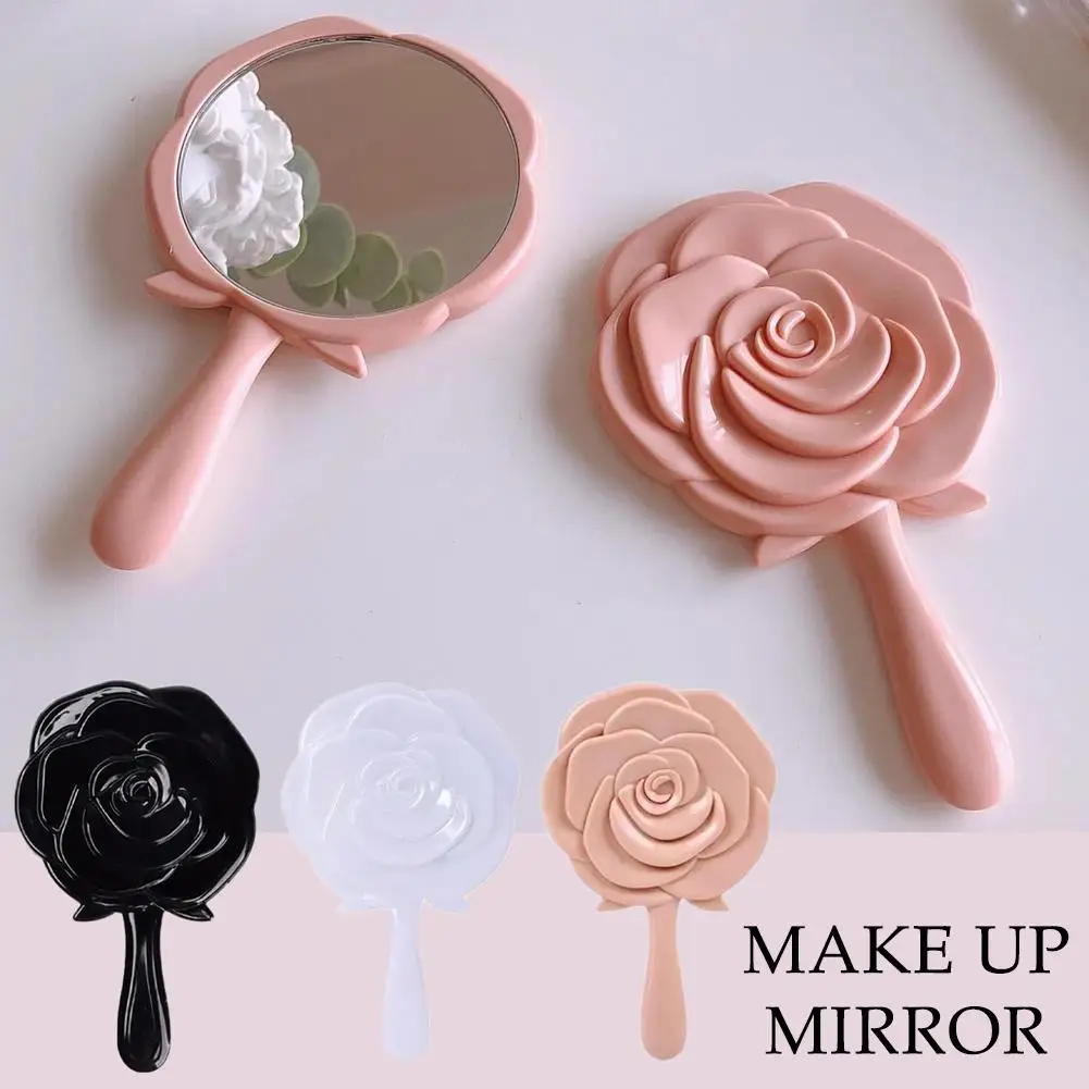 Espejo de mano compacto con forma de Rosa Retro estéreo 3d, maquillaje cosmético, C8x2