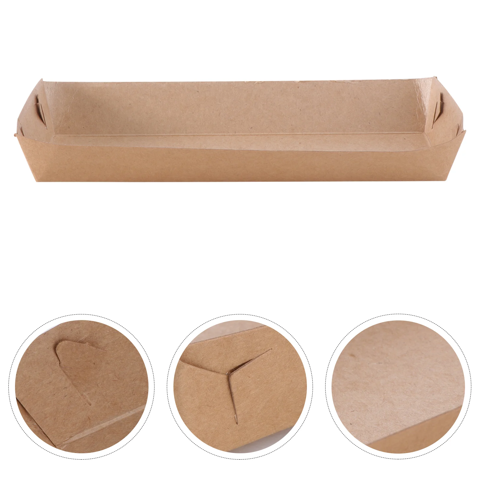 50 Pcs Disposable Paper Food Serving Tray Kraft Paper Coating Boat Shape Snack Open Box French Fries Chicken Box (20 x 6 x 3cm)