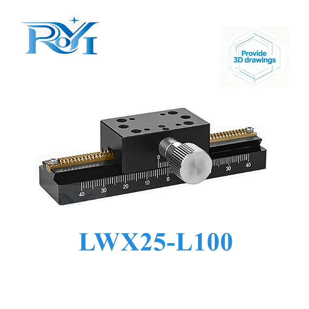 X Axis LWX25 Precision Manual Displacement Platform 50‑200mm Long Stroke Dovetail Groove Trimming Linear Sliding Table Stage