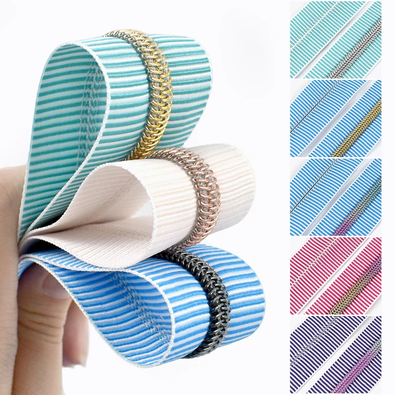 2-10 Meter 5 #   Nylon-Reißverschlussbänder als Meterware, gestreifte Reißverschlussrollen, Taschen, Kleidung, Nähen, Dekor, Reißverschluss, DIY, Bekleidung, Nähzubehör