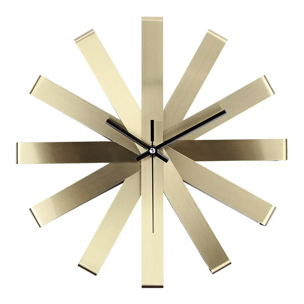 

Simple and fashionable metal DIY wall clock living room mute wall clock European style creative decoration ribbon clock