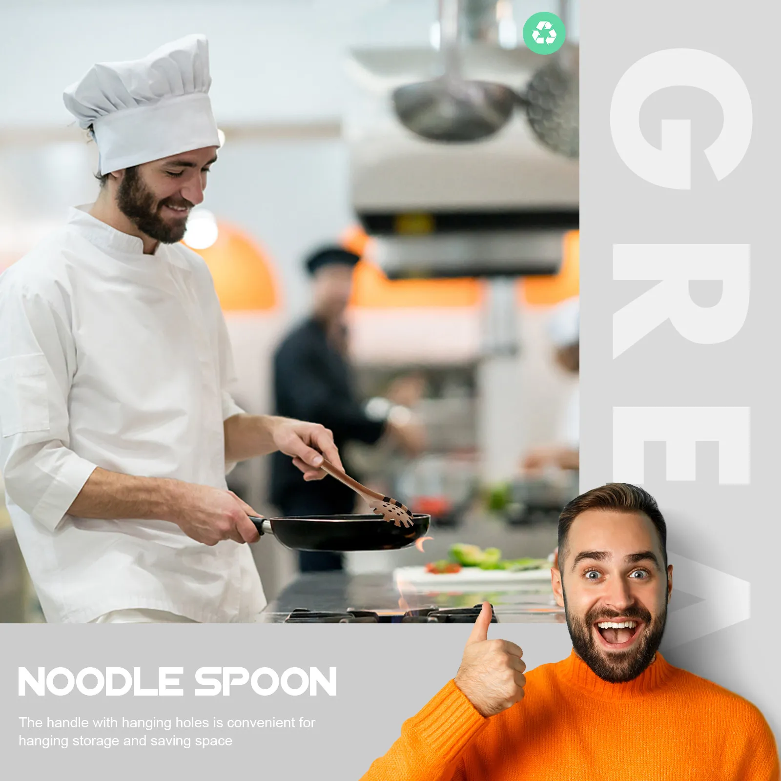 Beech Wood Noodle Spoon with Hollow Colander & Long Heat-Resistant Handle – Kitchen Strainer with Hanging Hole