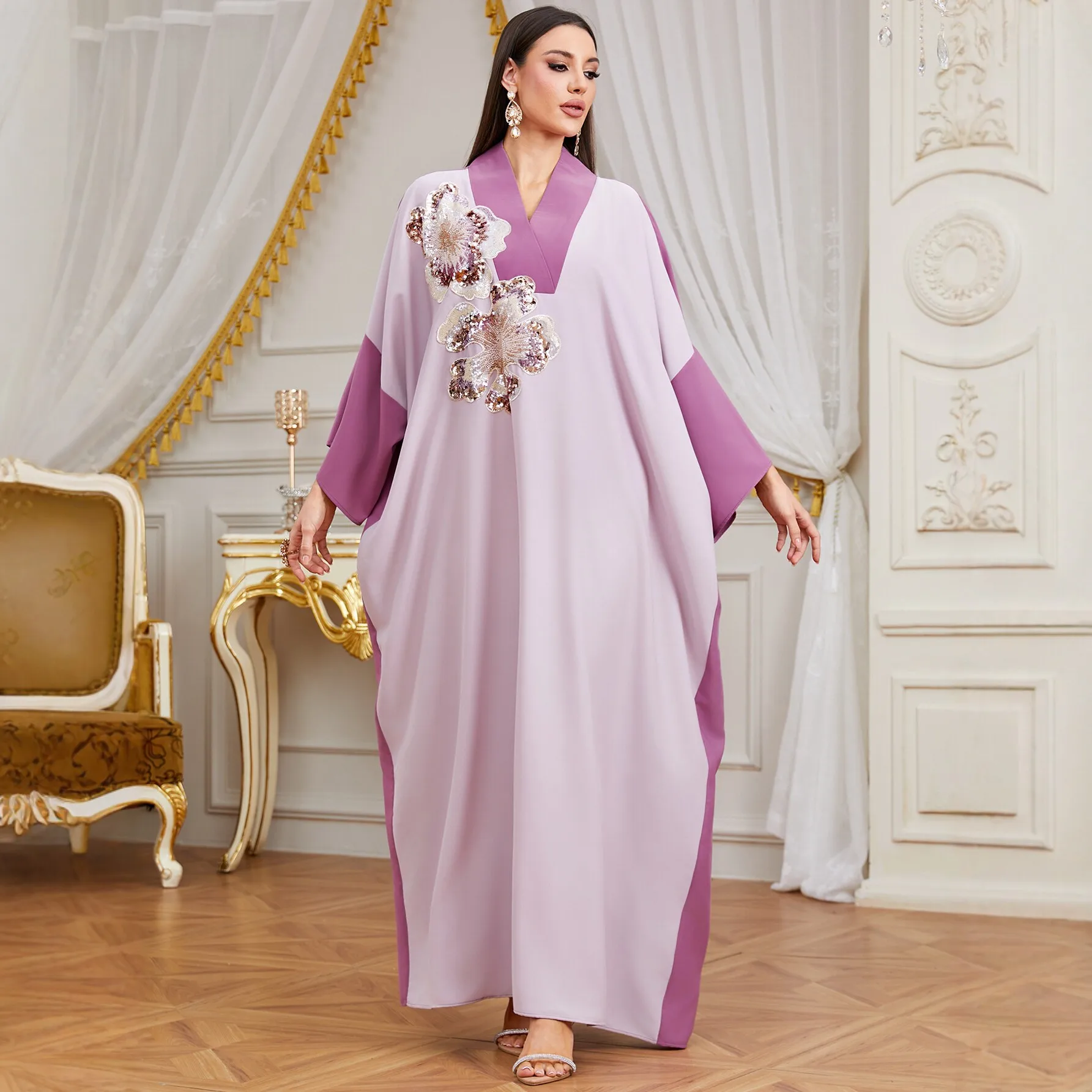 

Eid Women Dress Abaya Muslim Ramadan Party Dresses Sequins Jalabiya Vestidos Morocco Dubai Kaftan Islam Arab Long Robe Abayas