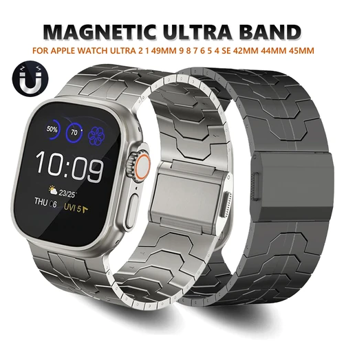 Correa magnética de acero sin costuras para Apple Watch Ultra 2, correa de 49mm para iWatch Series 9, 8, 7, 45mm, 6, 5, 4, 3, se, 42mm, 44mm