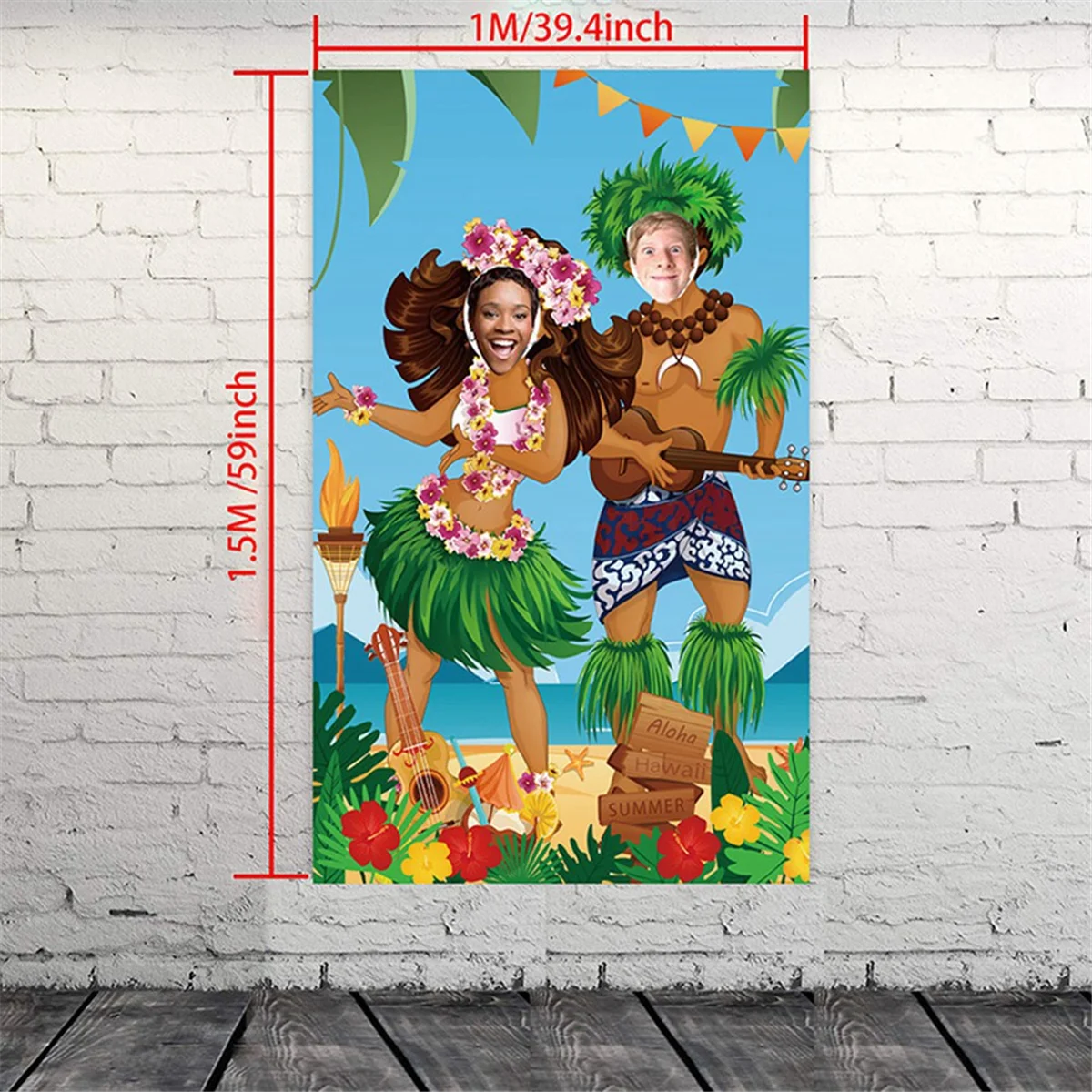 Luau Couple Photo Door Banner Hawaiian Party Decorations Luau Photo Propsaloha Banner 59 X 39.4