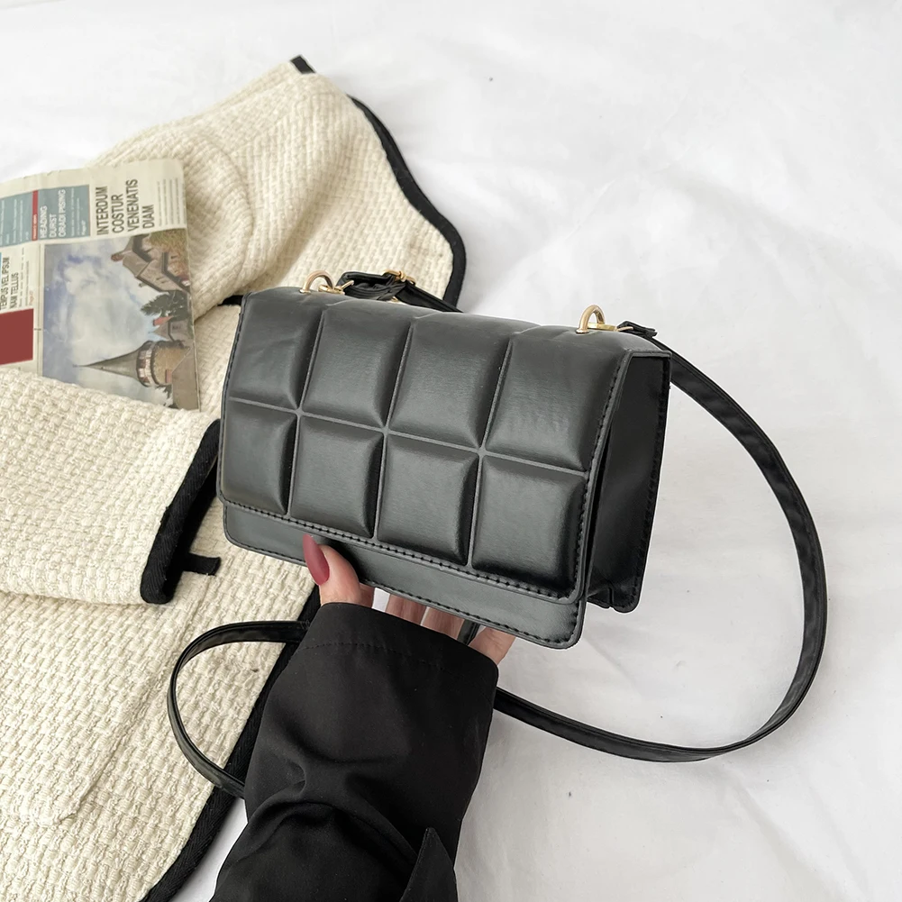 

Women Chocolate Square PU Leather Flap Crossbody Bags Fashion Flap Small Handbags Name Card Holder Holiday Gift