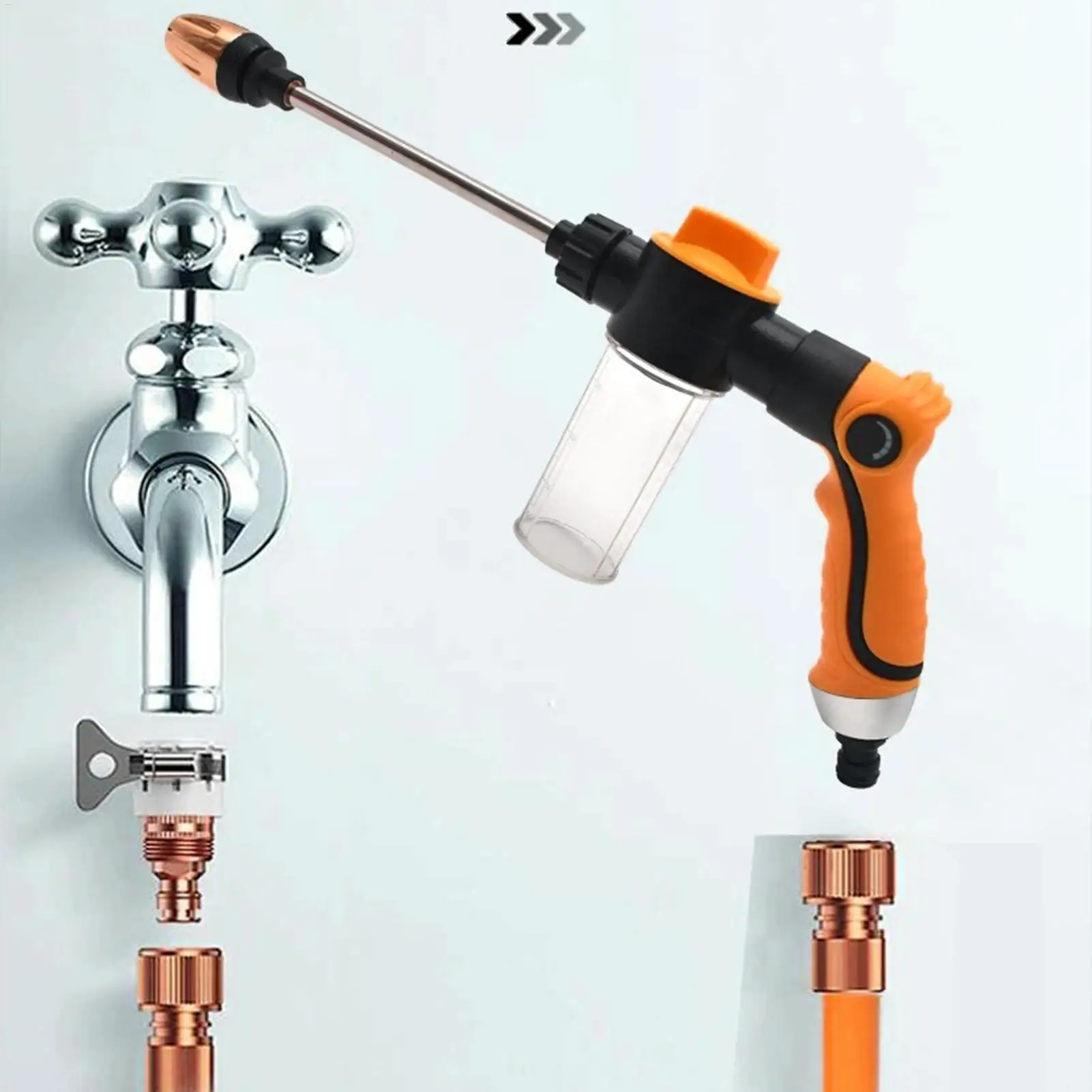 Garden Hose Sprayer Powerful Gardening Tools Hose Nozzle Heavy Duty for Watering for Car Washing Watering Plants Cleaning