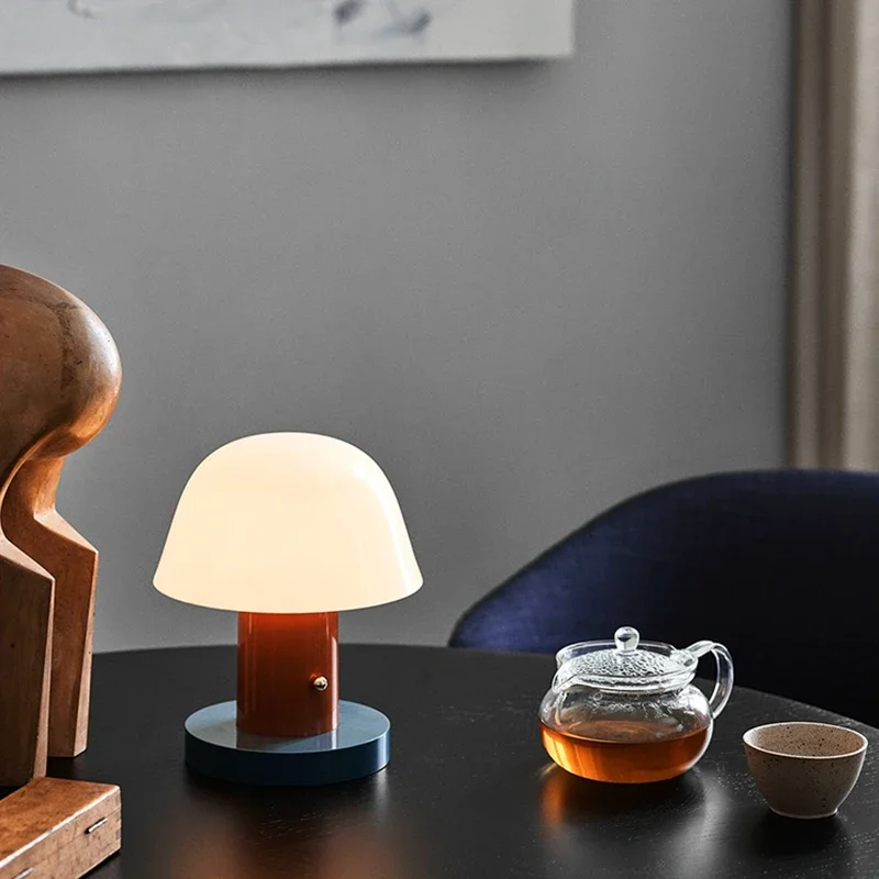 Modern Mushroom Table Lamp USB Rechargeable LED Touch Night Light Warm Ambient Desk Light for Bedroom Living Room Cafe Decor