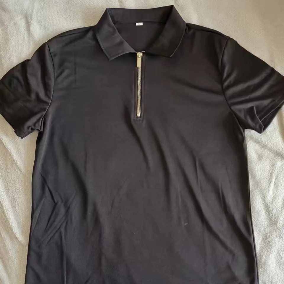 Polo de verano 2026 para hombre, camiseta de manga corta con cuello vuelto de Color sólido, Top informal ajustado, moda para hombre 5XL
