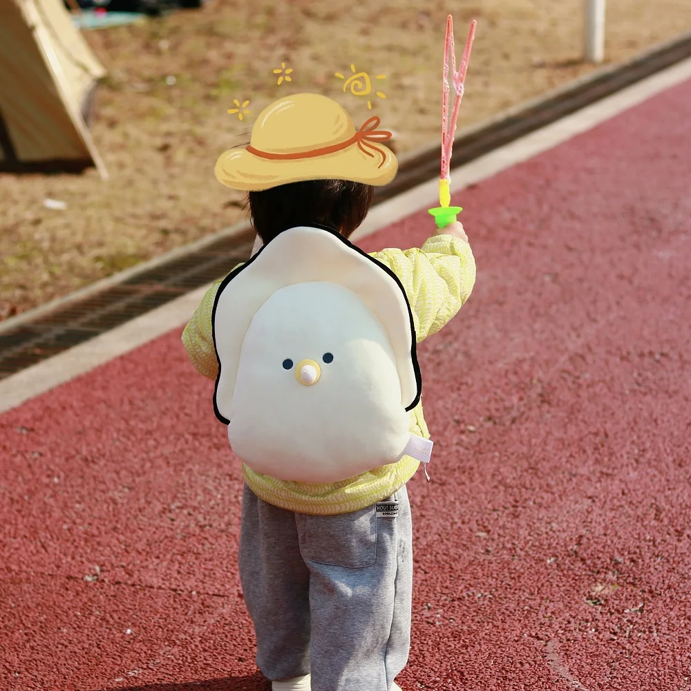 Yell stuffed 38cm Plush Small round eyes Raw Oyster Backpack pacifier zipper travel storage bag stretchy soft fluffy doll gift