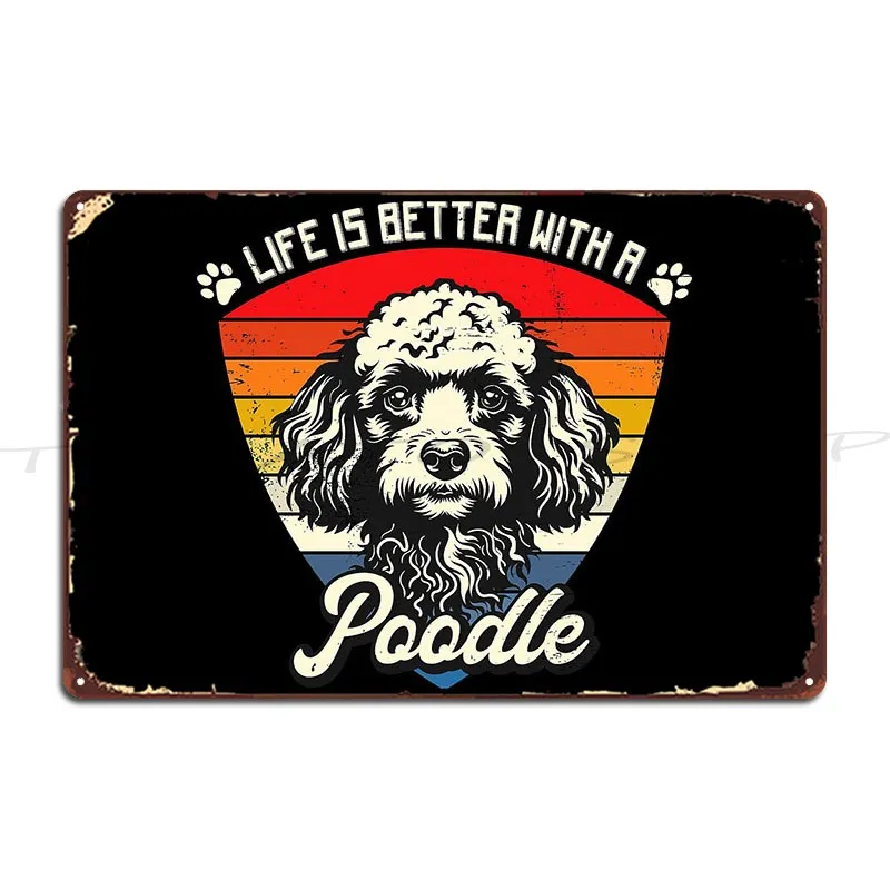 Vintage Poodle Dog Metal Plaque Plaques Cave Garage Living Room Designing Tin Sign Poster